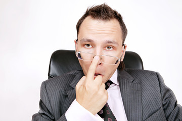 Young businessman with a pair of modern glasses.