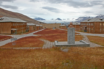 Abandoned coal mining town "Pyramiden", Svalbard.