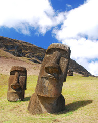 Easter Island moai at Rano Raraku quarry
