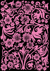 background of curls and flowers