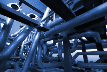lot of industrial pipelines at factory