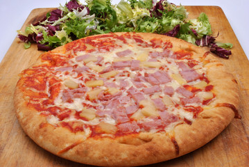 home made italian pizza with salami and cheese
