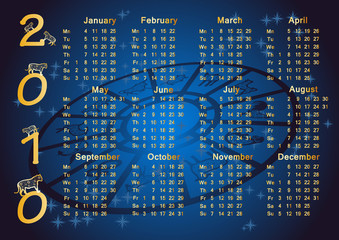 Chinese horoscope. Calendar 2010