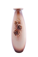 brown ceramic vase isolated on white