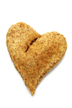 a heart bread on a white background