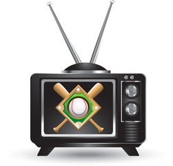 baseball diamond on old fashioned television