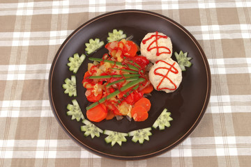 meatballs served with garnish