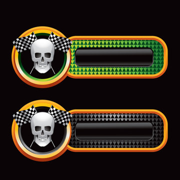 Racing Flags And Skull Green And Black Checkered Tabs