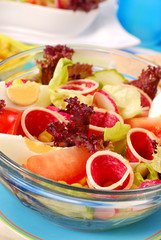 fresh salad with salami,eggs and vegetables