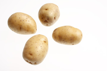 Yellow potatoes isolated on white.