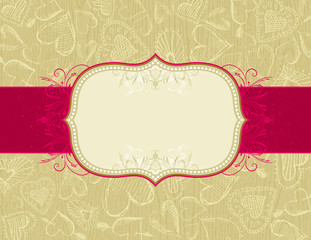 grunge wooden background with hand draw  hearts