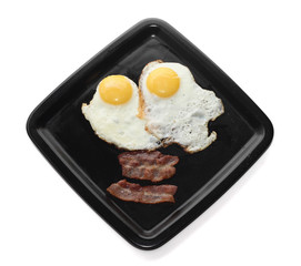 Classic breakfast isolated on white background.
