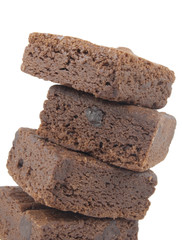 choclate brownies isolated on white background
