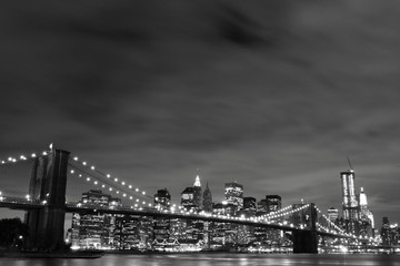 Brooklyn Bridge and Manhattan Skyline At Night, New York City - 19263719