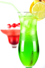 Green and red tropical cocktails