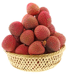 panier litchis fond blanc