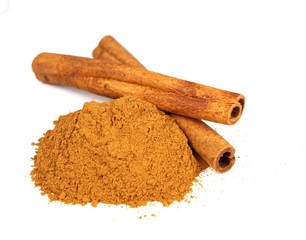 Cinnamon bark isolated on a white background.