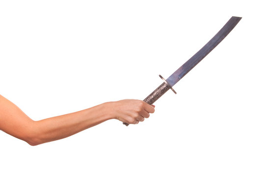 Woman hand and  sword.