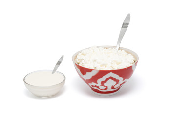 Dairy products isolated on the white background
