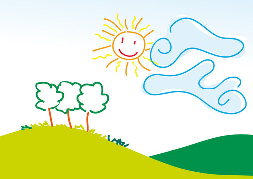 dibujo infantil paisaje