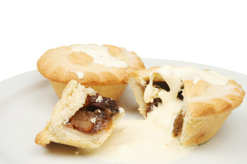 Two mince pies and cream
