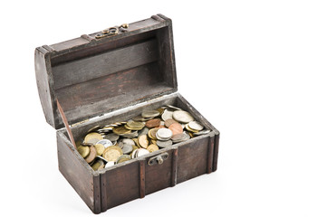 Schatztruhe mit M&uuml;nzen
