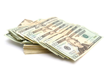 Twenty Dollar Bills Isolated