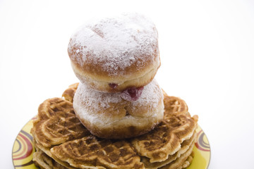 Krapfen auf Waffeln