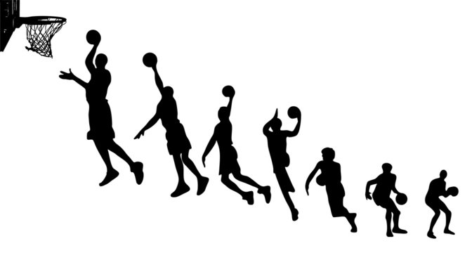 Basketball sequence silhouettes
