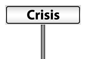 White Crisis direction sign isolated illustration