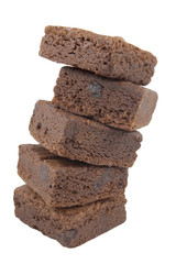 stack of brownies isolated on white background