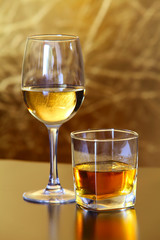 scottish whiskey Glass of white wine