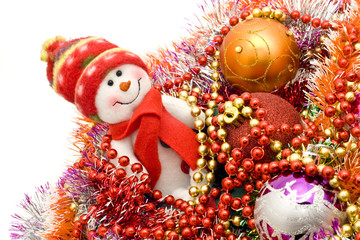 Xmas snowman and decoration balls