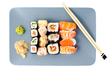 Set of sashimi on plate