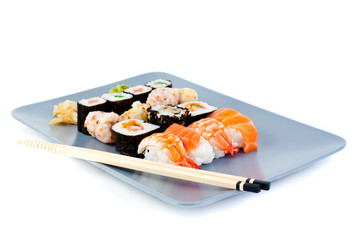 Set of sashimi on plate