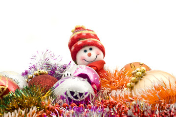 Christmas snowman and decoration balls