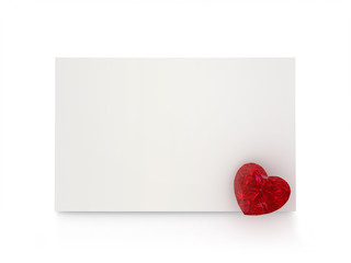 Blank card with a ruby heart.
