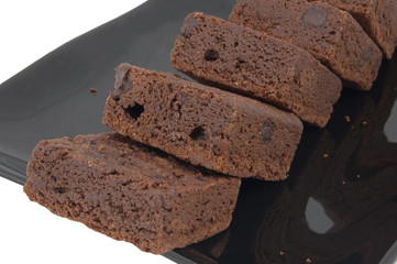 laying down brownies on white background