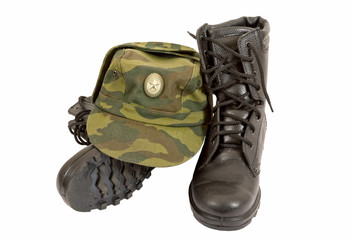 Army boots and cap
