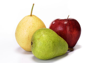Fruits-Apple and pears on white