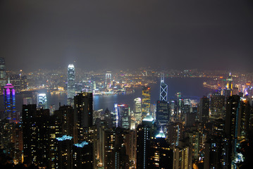 Fototapeta na wymiar victoria harbor night view of hong kong