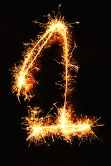 Digit 1 made of sparklers