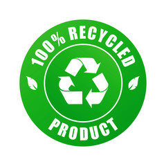 100% recycled product label (vector)