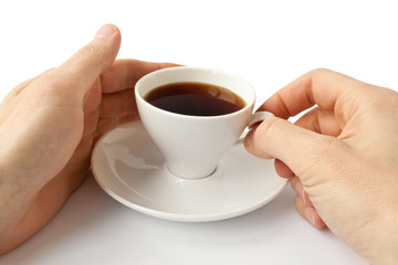Coffee cup with a hand