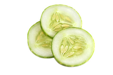 Cucumber slices on white