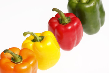 Assorted peppers isolated on white.