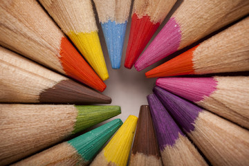 Fototapeta premium Colored Pencils Circle Background