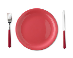 piatto posate rosso