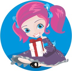 Obraz premium girl with present