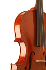 violino su fondo bianco particolare laterale